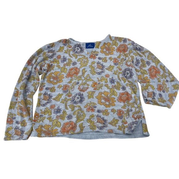 J.H. Collectibles Floral Knit Long Sleeve Sweater XL Cotton/Polyester Blend Ligh - Picture 1 of 8